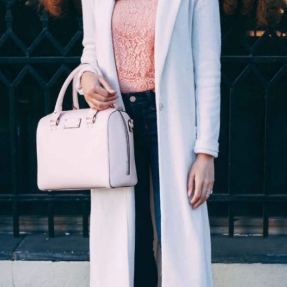 White Leather Top Handle Crossbody Bag